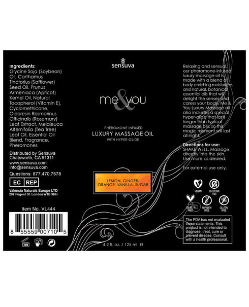 Sensuva ME & YOU Massage Oil Sugar & Citrus